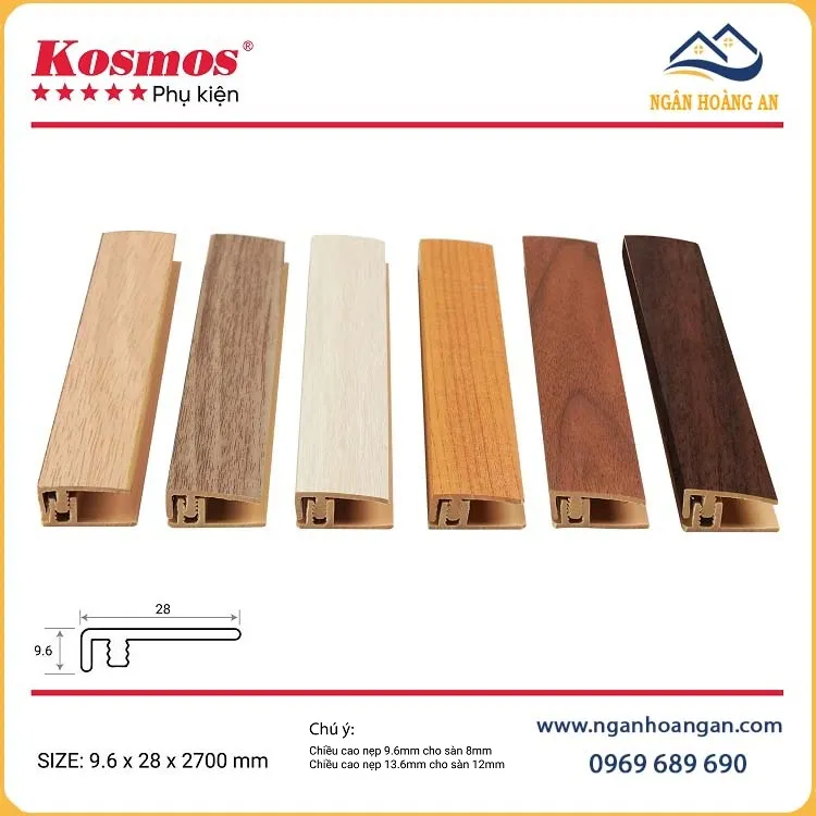 Nẹp Nhựa F Kết Thúc Sàn Gỗ Kosmos F8-1229